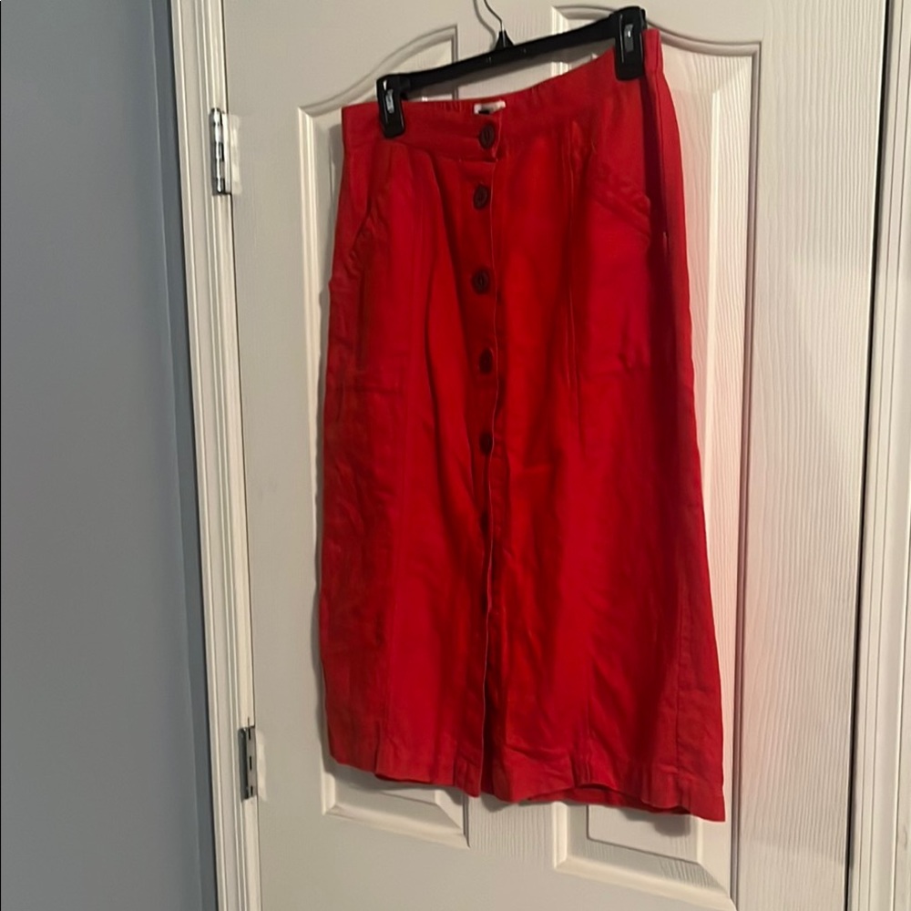 Universal Thread Red Midi A-Line Skirt with Pockets